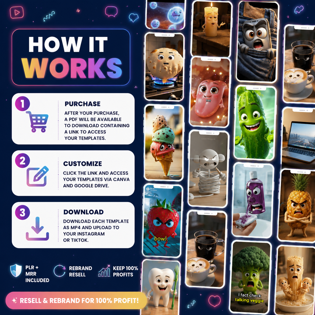 The Ultimate 1,200+ AI Talking Object Viral Reels Bundle (Canva Editable + PLR/MRR) + Free AI Cat Bonus! - Image 6