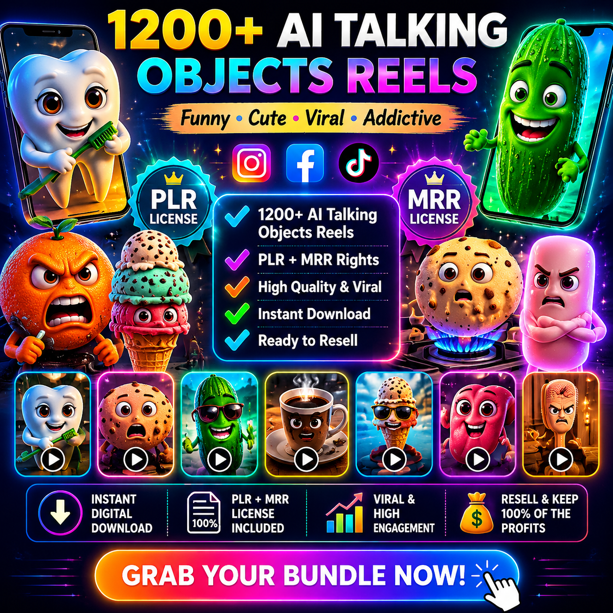 The Ultimate 1,200+ AI Talking Object Viral Reels Bundle (Canva Editable + PLR/MRR) + Free AI Cat Bonus! - Image 2