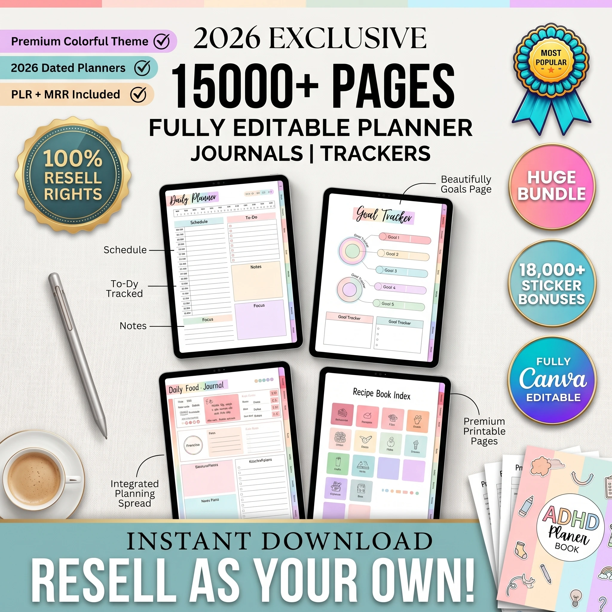 The Ultimate 15,000+ Canva Templates Mega Bundle | 2026-2032 Updated | PLR & MRR Resell Rights | Done-For-You Planners & Journals - Image 2