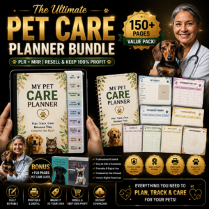 🐾 Ultimate Pet Care Planner Bundle | PLR & MRR Included | Done-For-You Editable Template | Resell Rights Digital Download