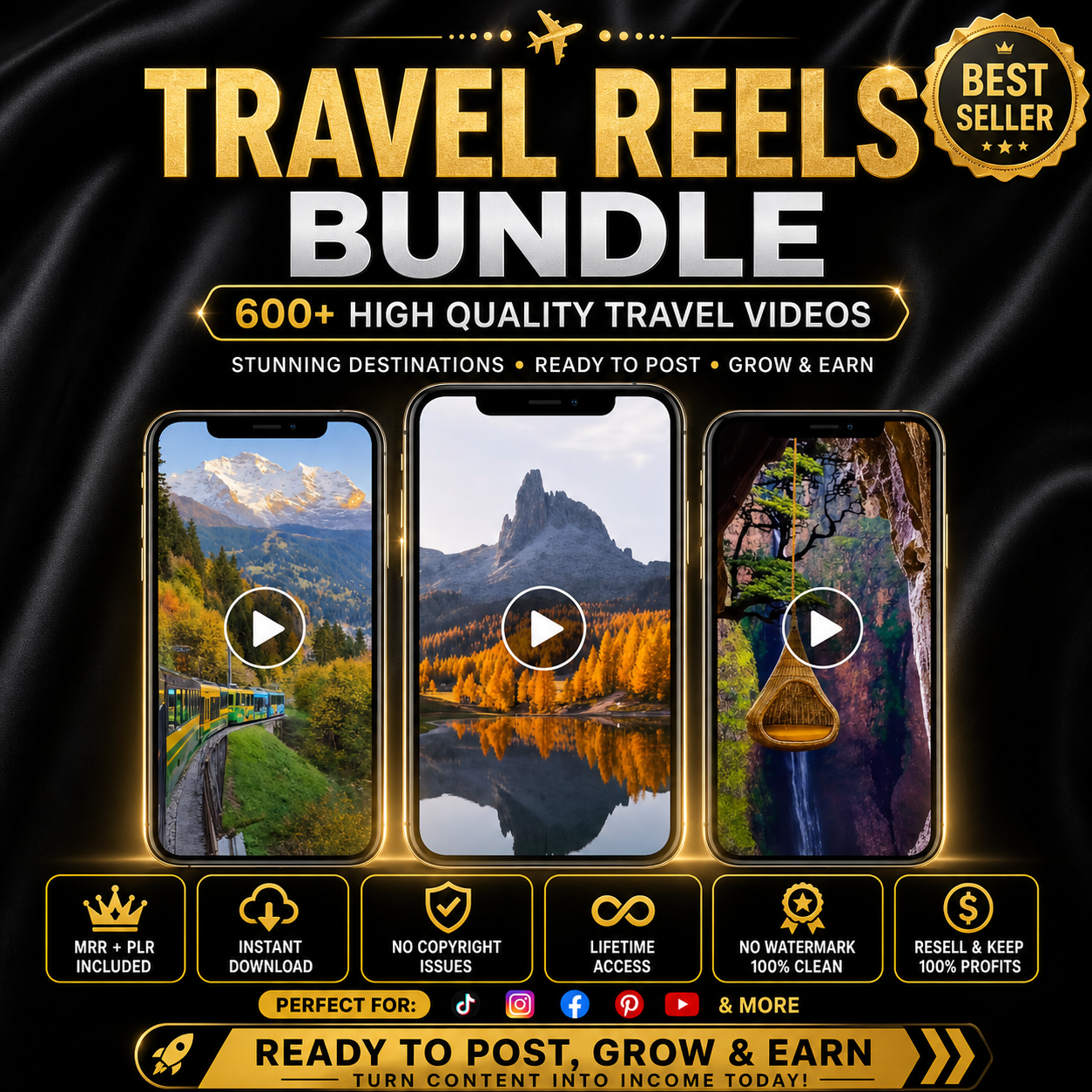 600+ Premium Faceless Travel Reels Bundle | Viral Videos for IG & TikTok (MRR/PLR) - Image 3