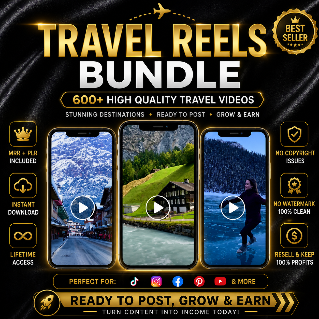 600+ Premium Faceless Travel Reels Bundle | Viral Videos for IG & TikTok (MRR/PLR) - Image 4