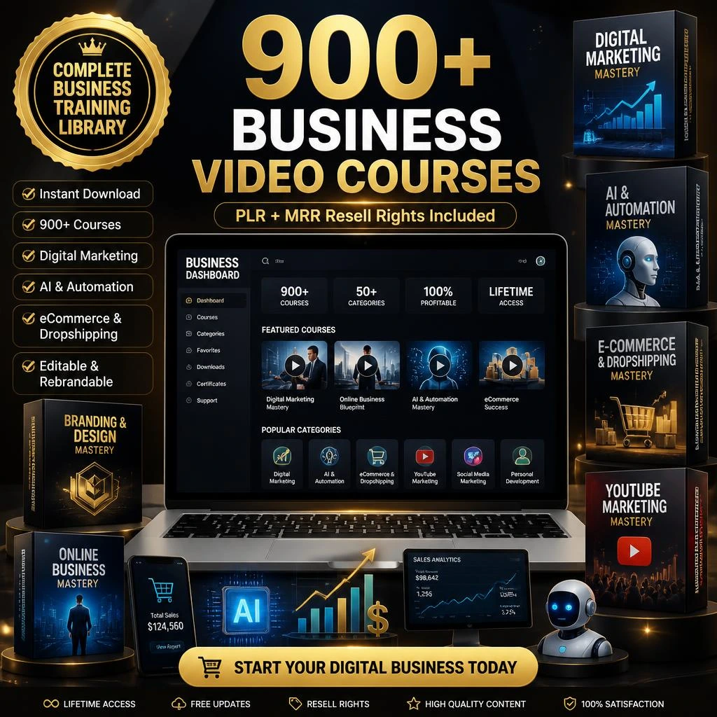 The Ultimate 900+ Business Video Courses Vault | Full MRR & PLR Rights | Done-For-You E-Learning Empire